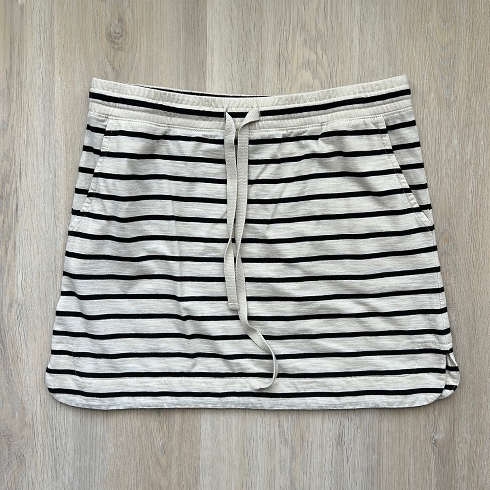 Loft Cotton Striped Drawstring Skirt with Pockets